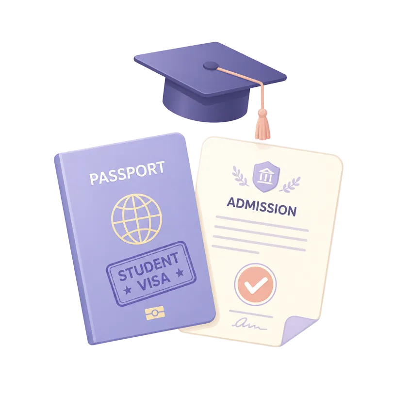 Admission and visa — done for you